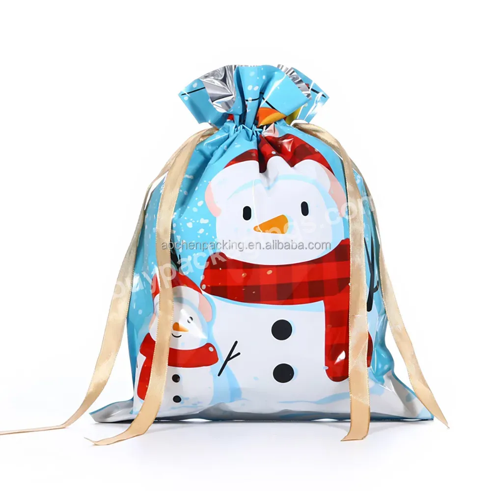 Wholesale Cheap Gift Plastic Present Drawstring Packaging Candy Bags Christmas Accessories