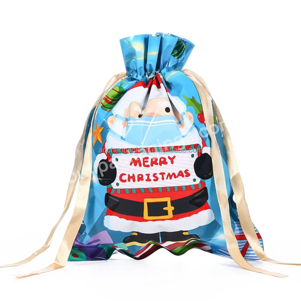 Wholesale Cheap Gift Plastic Present Drawstring Packaging Candy Bags Christmas Accessories