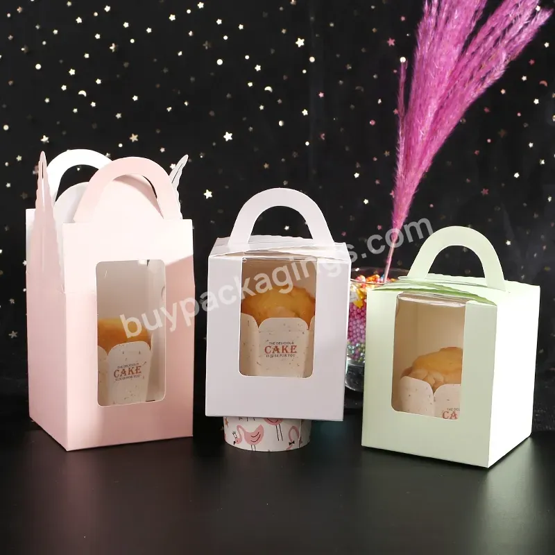 Wholesale Cheap High Quality Recyclable Exquisite Design Personality Cute Kraft Paper Cake Box With Handle