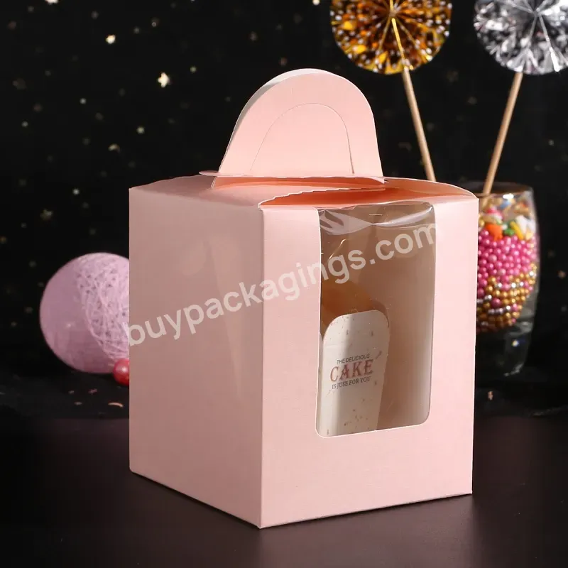 Wholesale Cheap High Quality Recyclable Exquisite Design Personality Cute Kraft Paper Cake Box With Handle