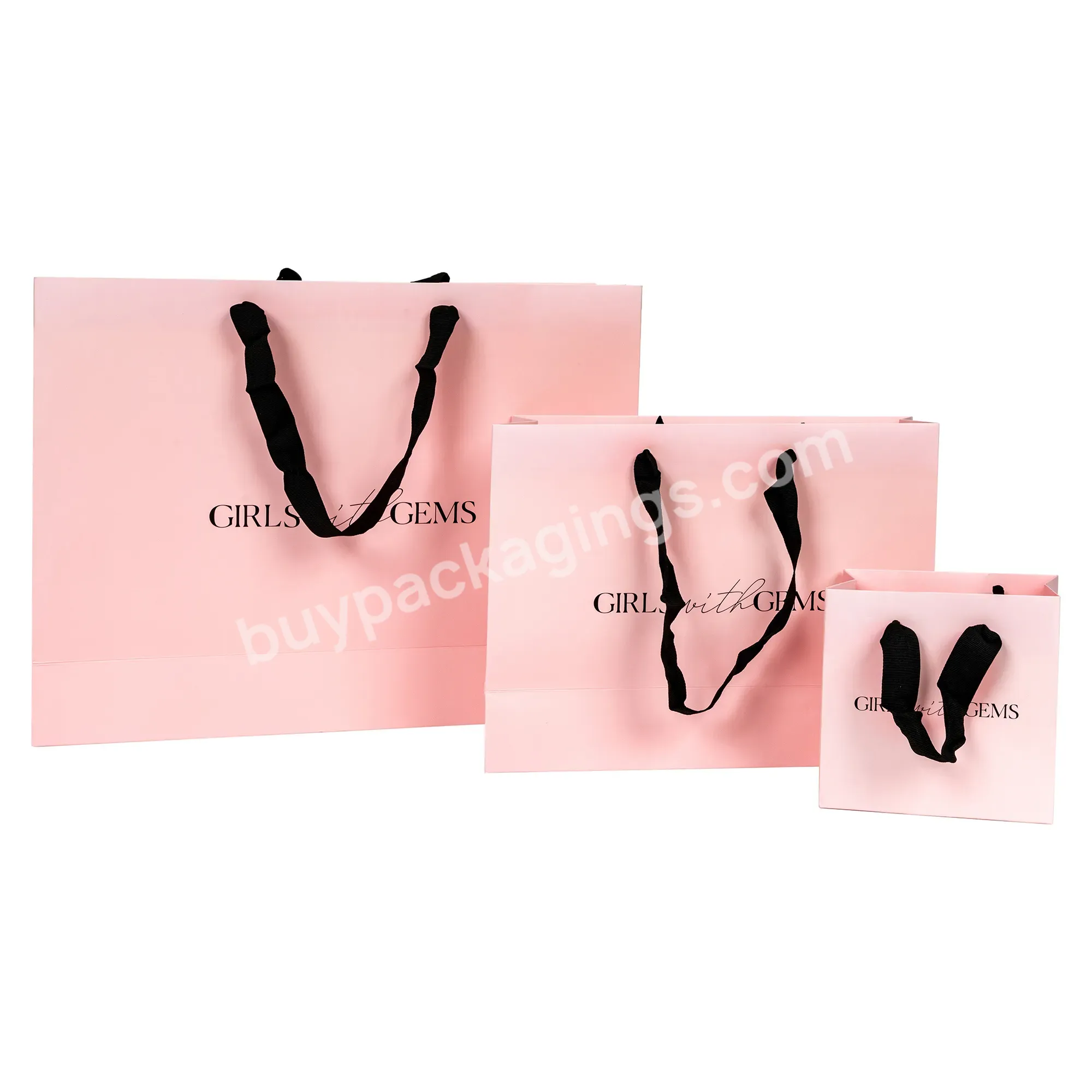 Wholesale Cheap Price Custom Logo Pink Shopping Paper Bag With Your Own Logo For Packaging