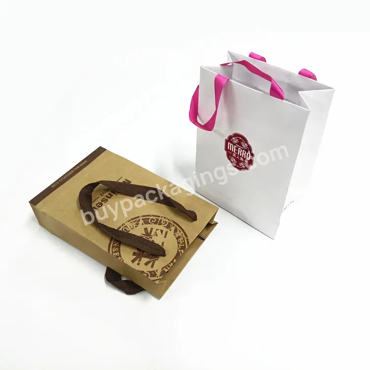 Wholesale Cheap Recycled Printing Handle Logo Kraft Paper Bags For Clothes Packaging