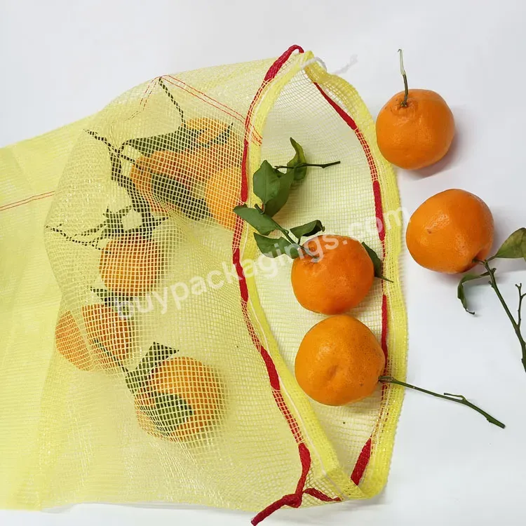 Wholesale Cheap Reusable Vegetable Fruit Packaging Small Net Mesh Bags Plastic Onion Garlic Mesh Bag With Drawstring