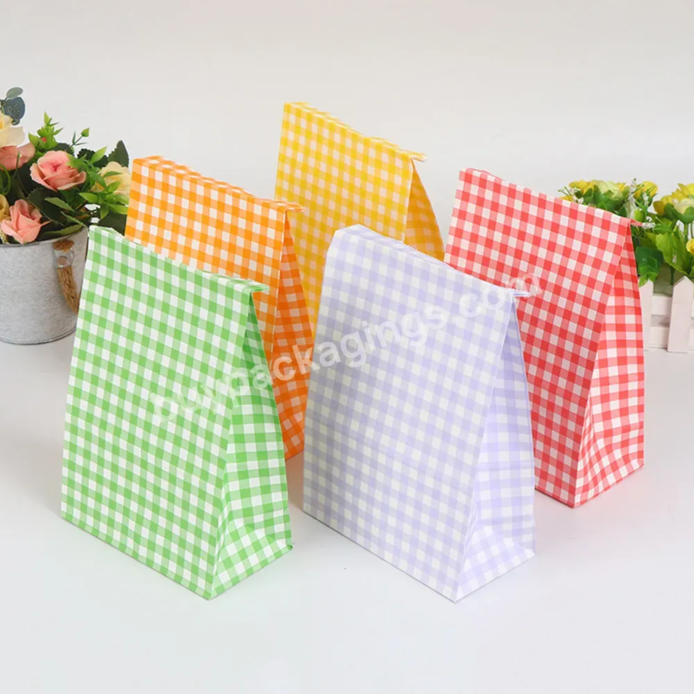 Wholesale Checkered Racing Flag Kraft Paper Bags Airtight Packing Bags For Food