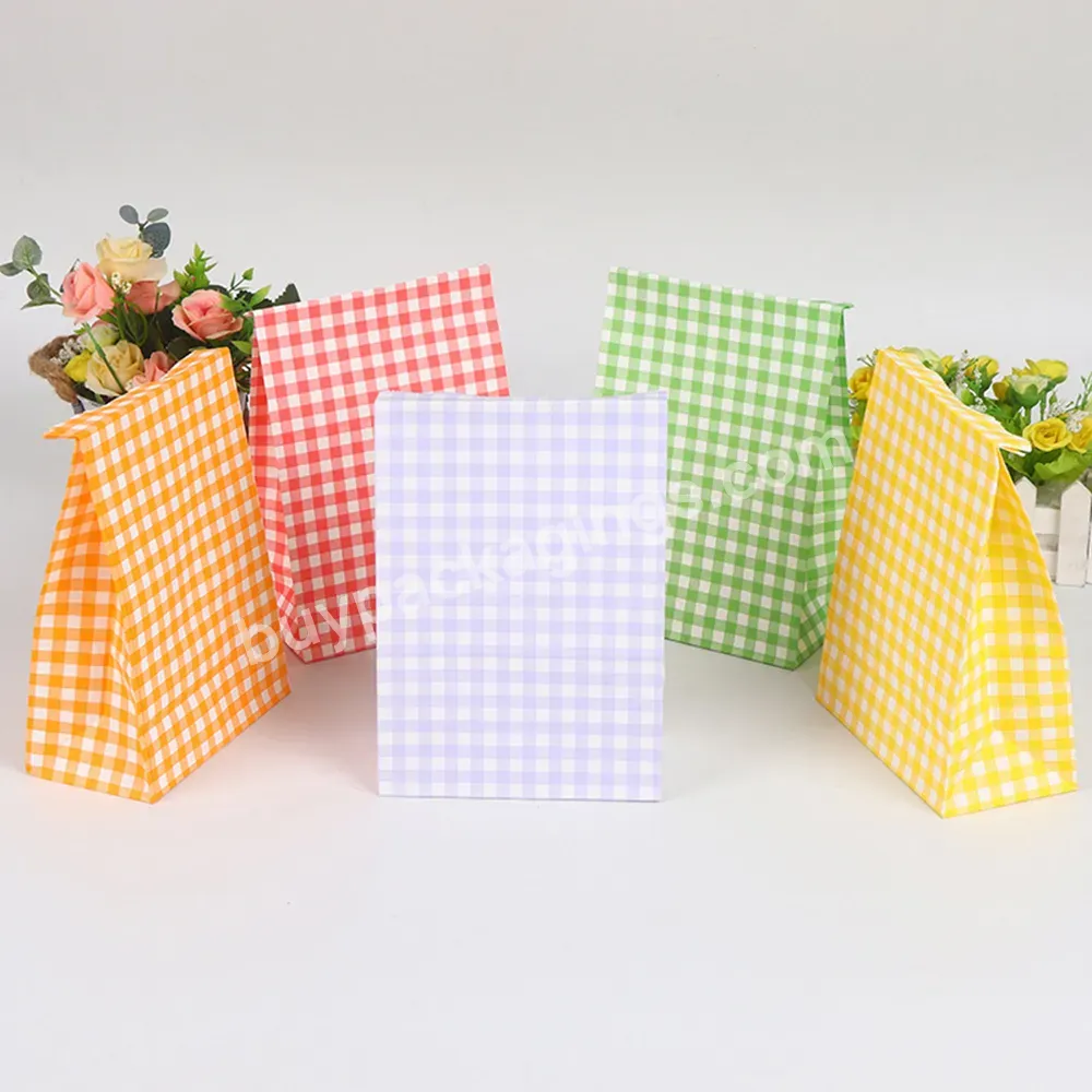 Wholesale Checkered Racing Flag Kraft Paper Bags Airtight Packing Bags For Food