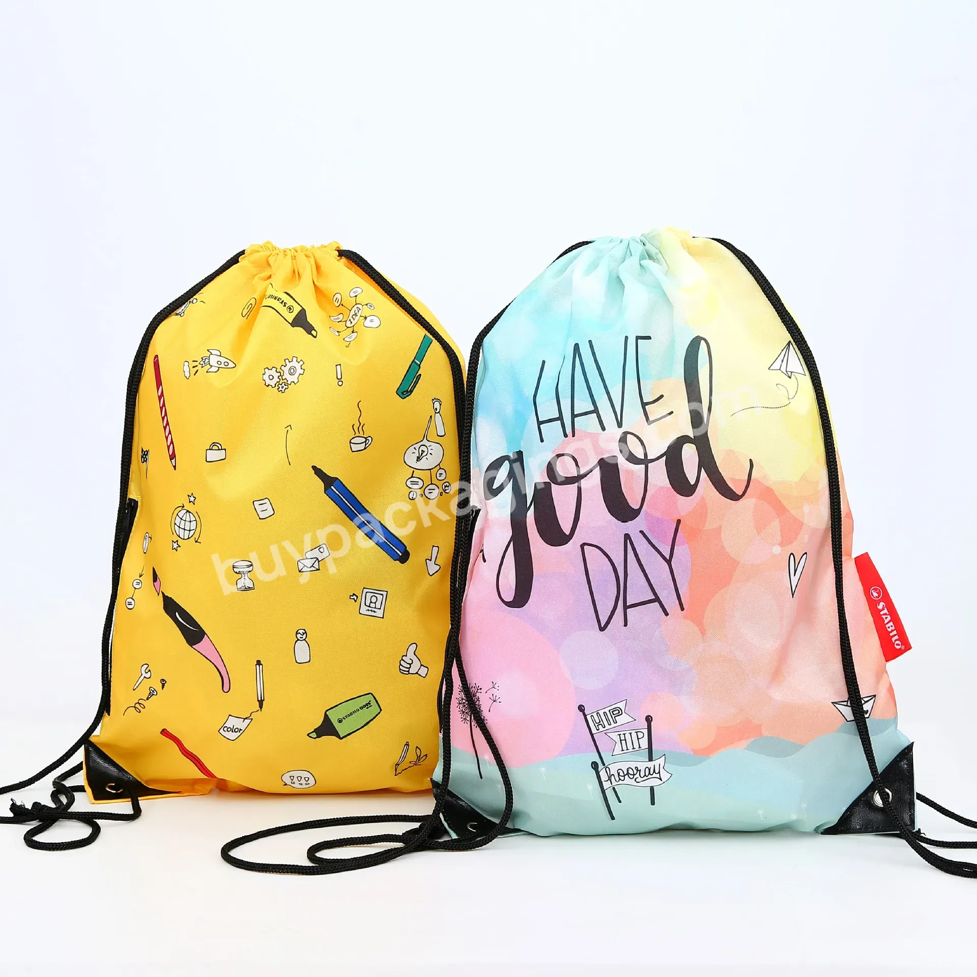 Wholesale China Supplier Polyester Backpack Drawstring Gift Bag Draw String Bag Custom Logo