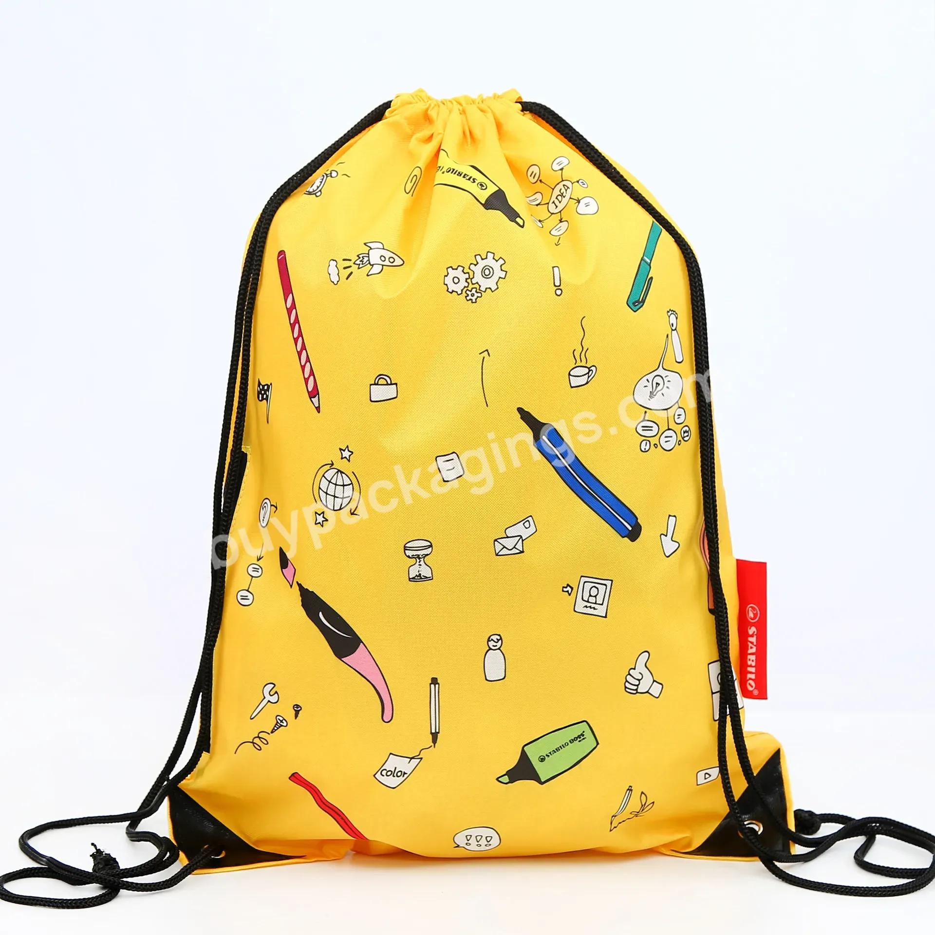 Wholesale China Supplier Polyester Backpack Drawstring Gift Bag Draw String Bag Custom Logo