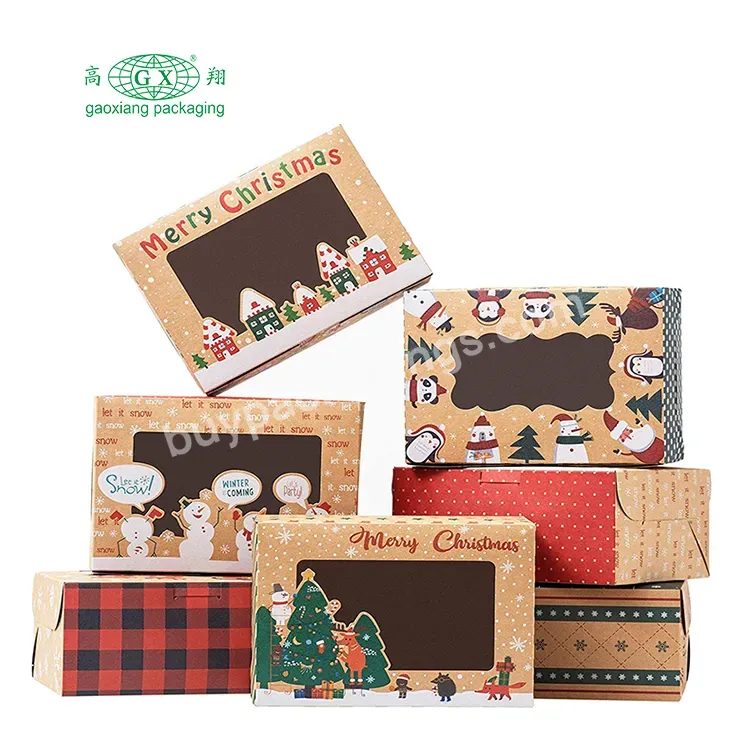 Wholesale Christmas Cookie Boxes Doughnut Gift Boxes Bakery Box With Clear Window