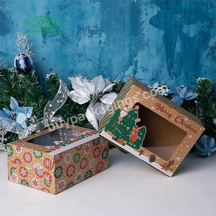 Wholesale Christmas Cookie Boxes Doughnut Gift Boxes Bakery Box With Clear Window