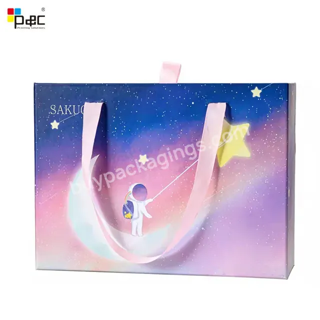 Wholesale Classic Draw Gift Box With Ribbon Handle-small Mini Fruit Giveaway Cartoon Gift Bag Box Bag With Pick
