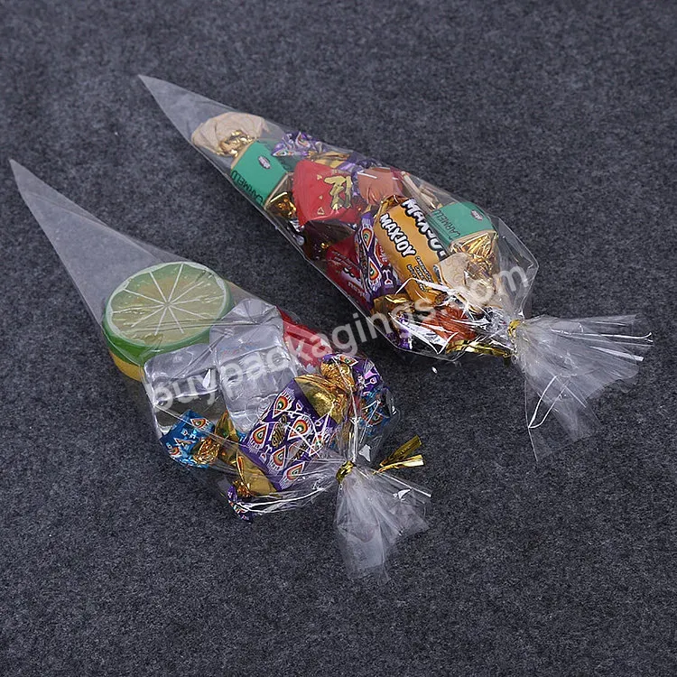 Wholesale Clear Cellophane Plastic Popcorn Bag Christmas Candy Bag Packaging For Party