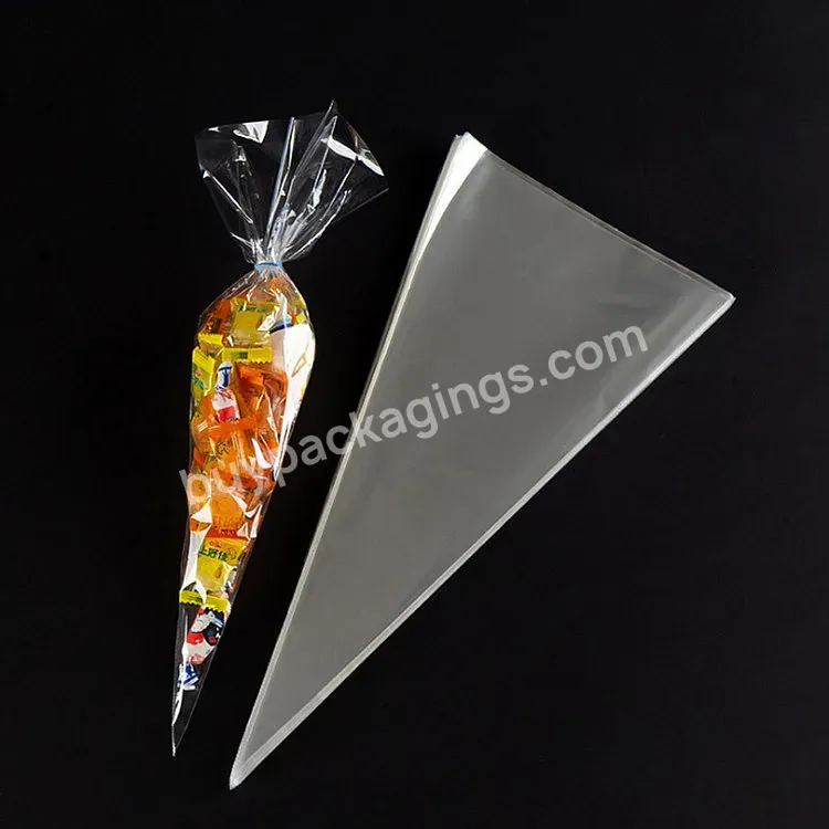 Wholesale Clear Cellophane Plastic Popcorn Bag Christmas Candy Bag Packaging For Party