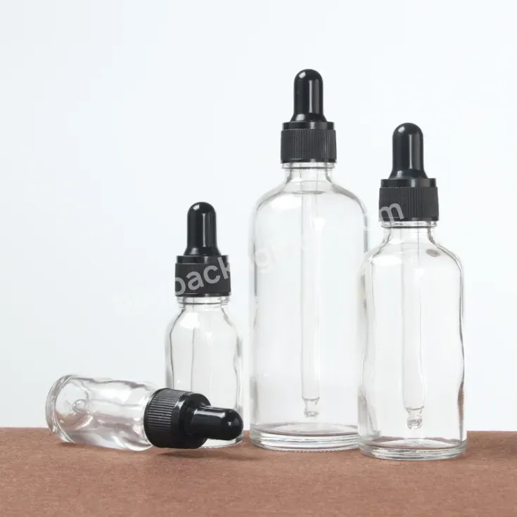 Wholesale Clear Transparent Empty Glass Essential Oil Bottle With Dropper 5ml 10ml 15ml 20ml 30ml 50ml 100ml