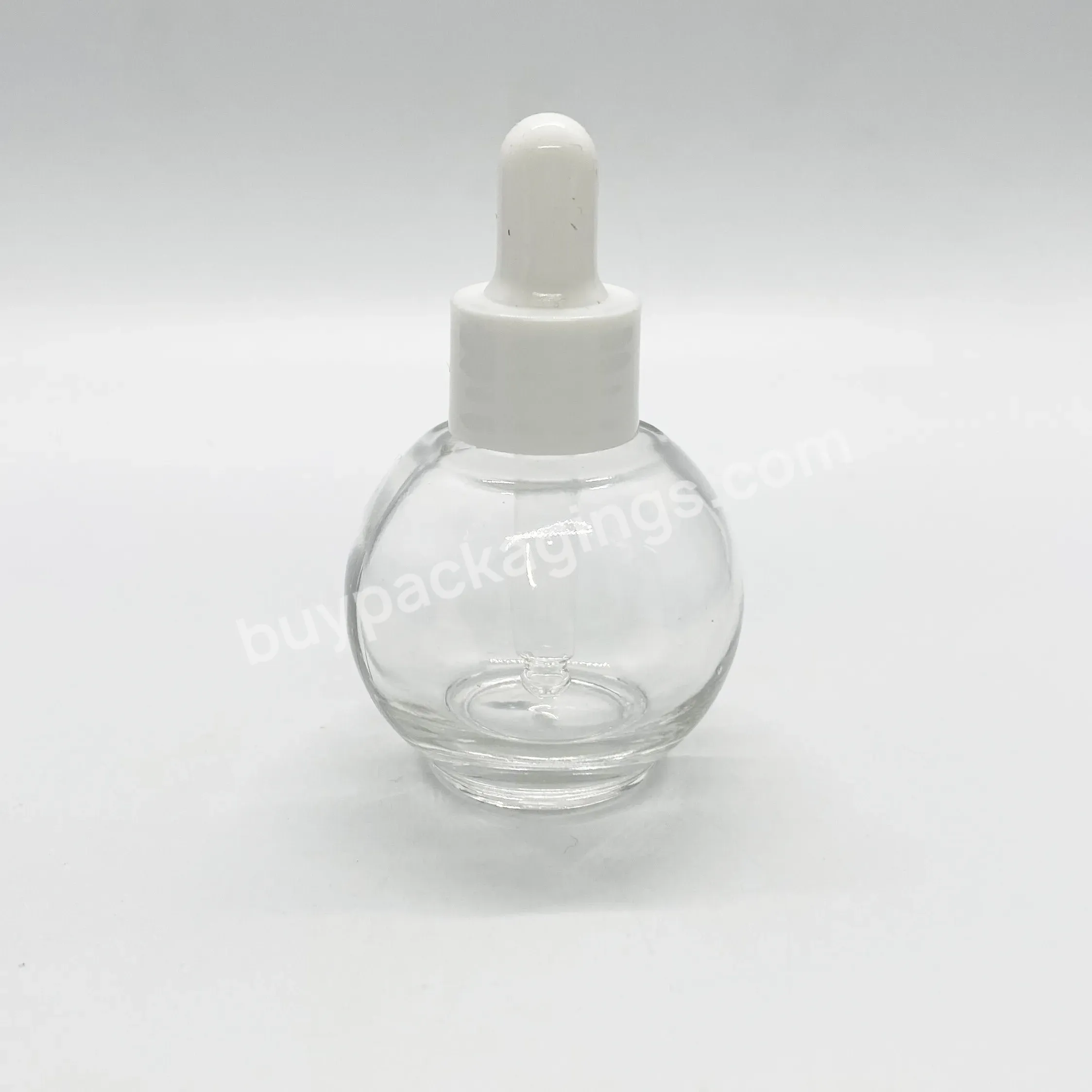 Wholesale Clear Transparent Glass Bottle 30ml Ball Shape Glass Dropper Essential Oil Bottle With Gold Dropper