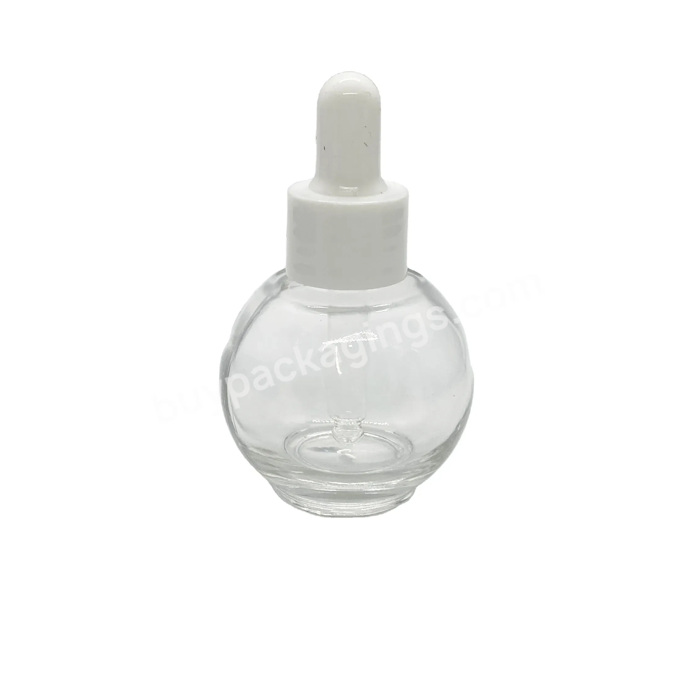 Wholesale Clear Transparent Glass Bottle 30ml Ball Shape Glass Dropper Essential Oil Bottle With Gold Dropper