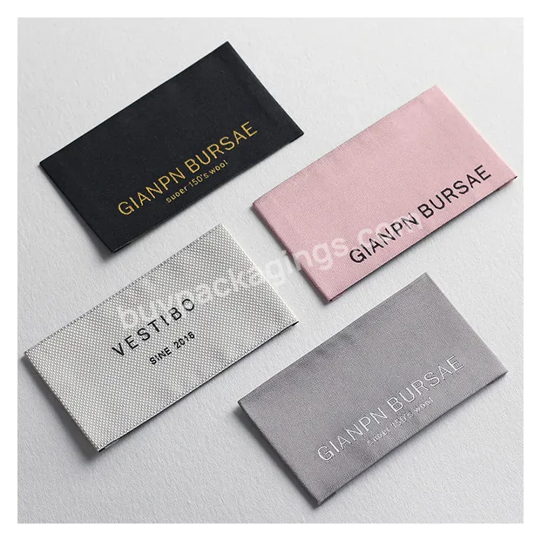 Wholesale Clothing Brand Custom Logo Tshirts Woven Folded Labels Garment Damask Neck Label