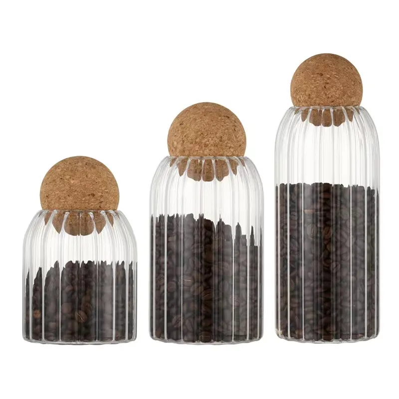 Wholesale Corked glass Sealed jar Laundry Detergent Storage bottle Flower Tea Organizer jar Coffee Bean Display Mason jar