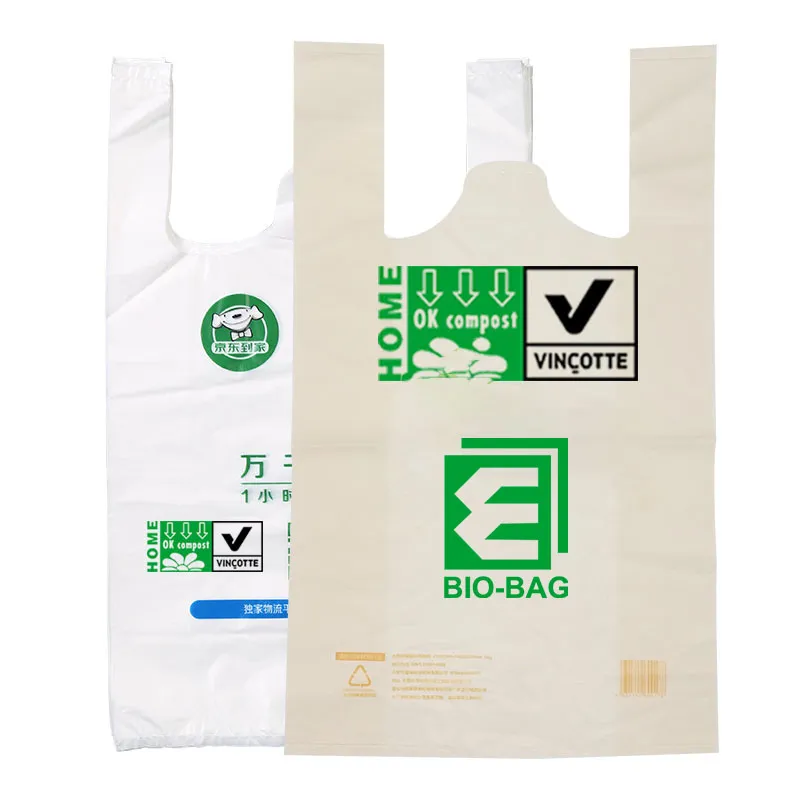 Wholesale Cornstarch Bio Degradable Compostable Supermarket Vest Biodegradable Carry Plastic Shopping Bag