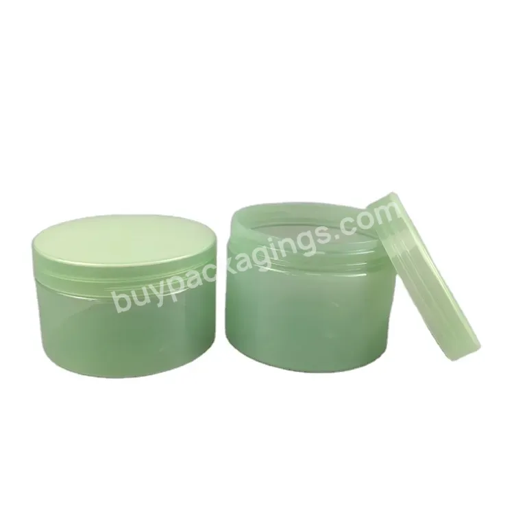 Wholesale Cosmetic 50ml 100ml 200ml 250ml 300ml Green Pet Plastic Body Scrub Lotion Container Butter Cream Jar With Green Lid