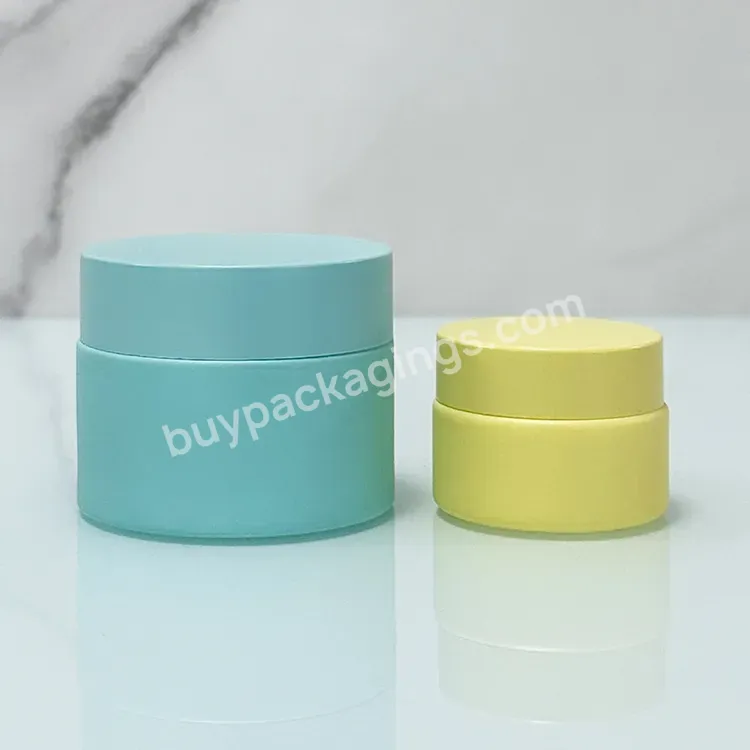 Wholesale Cosmetic 50ml 60ml Frosted Blue Glass Cream Jar With Blue Lid 5g 10g 20g 50g 100g 200g Glass Jars