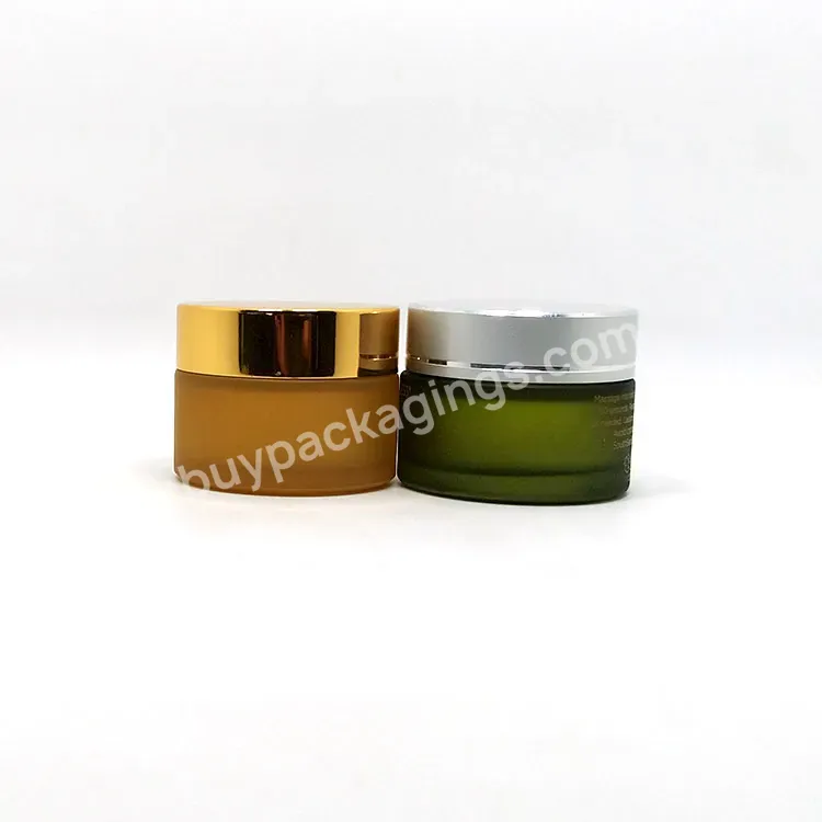 Wholesale Cosmetic 5g 10g 20g 50g 100g 200g Matte Blue Frosted Glass Cream Jar With Colored Lid