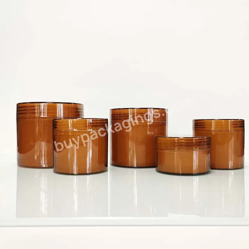 Wholesale Cosmetic Food Packaging 200ml 300ml 350ml 400ml 500ml Amber Pet Plastic Cosmetic Cream Jar