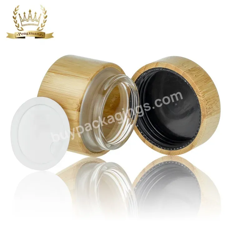 Wholesale Cosmetic Packaging 30ml 50ml 100ml Small Glass Bamboo Cream Jar With Wooden Lid Glass Jars And Lids Personal Care