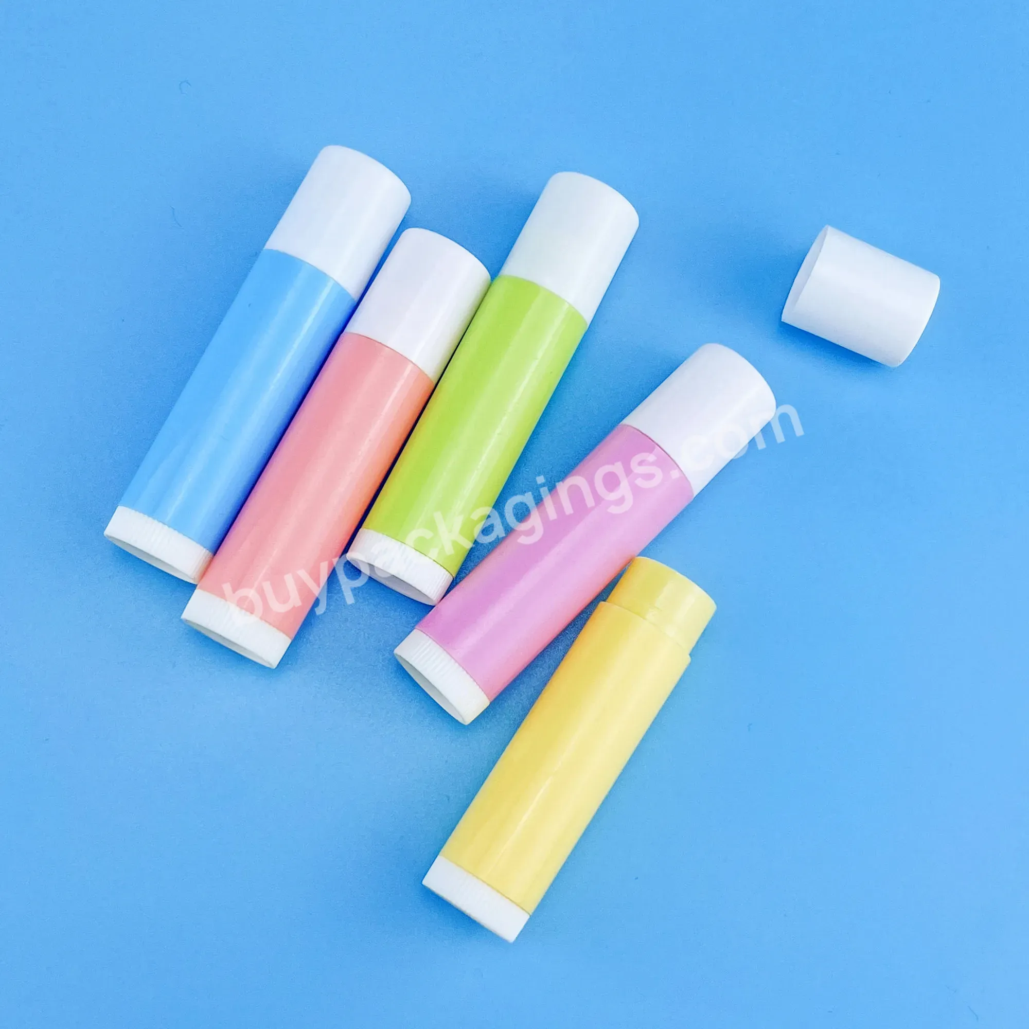 Wholesale Cosmetic Packaging Lip Balm Container 5g Colorful Eco Friendly Plastic Lipstick Tube Clear