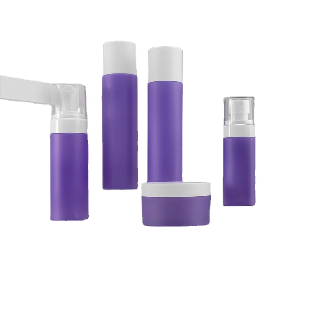 Wholesale Cosmetic Packaging Set Cream Bottle 100ml Foam  Face Skin Care Frosted Spray Plastic Bottle