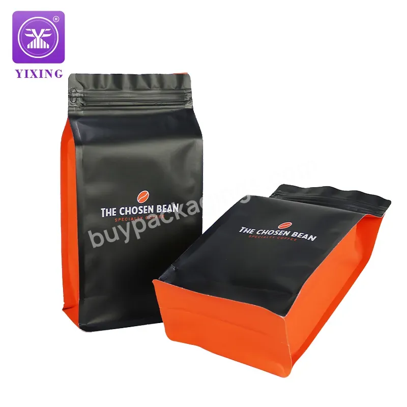 Wholesale Custom 250g 500g 1kg Black Coffee Beans Packaging Mylar Bags Flat Bottom Coffee Beans Bag With Valve And Zipper