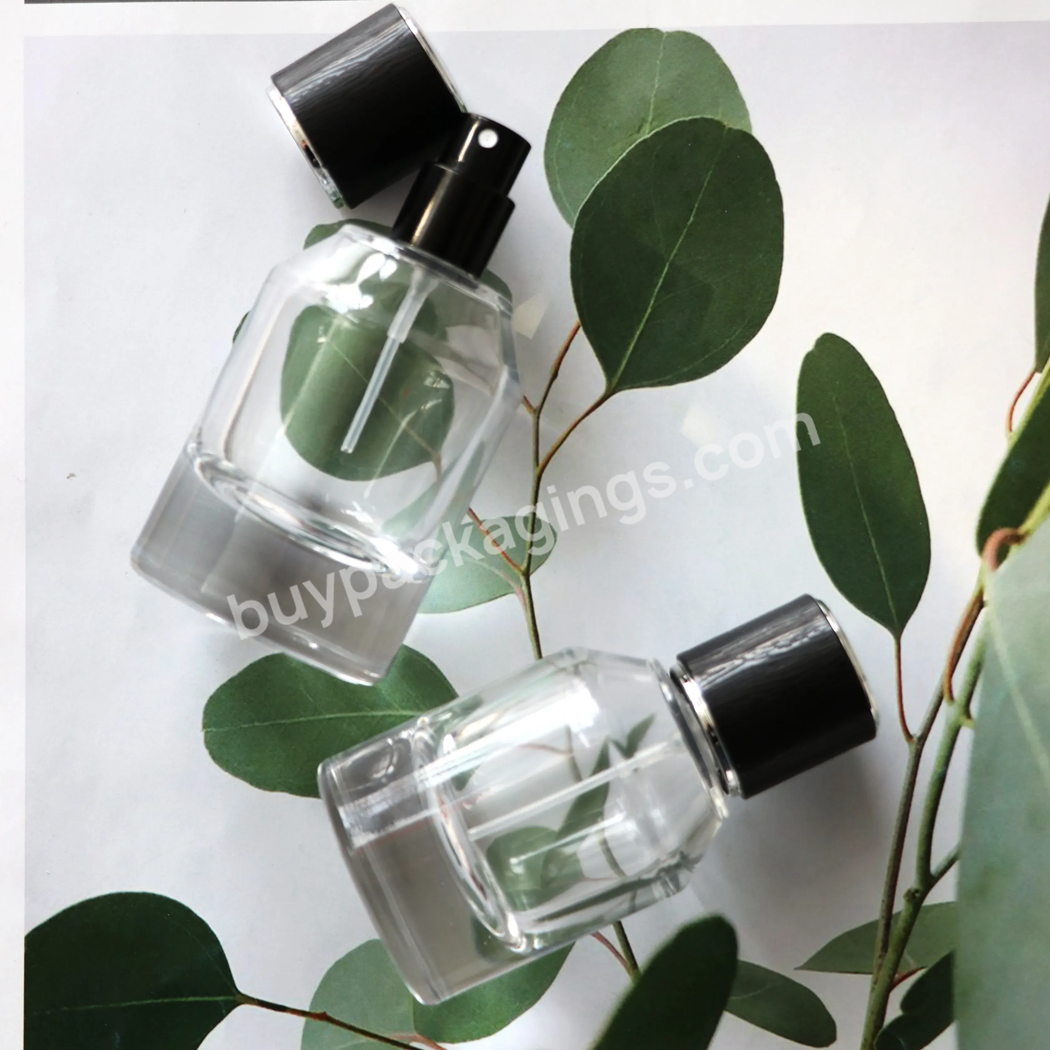 Wholesale Custom 30ml 50ml 100ml Oblique Shoulder Glass Spray Clear Empty Perfume Bottle