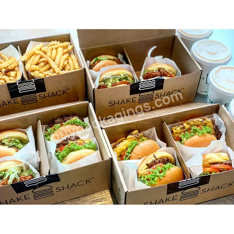 Wholesale Custom Carton To Go Fast Food Packaging Easy Foldable Fish Chips Burger French Fries Chicken Wing Paper Box