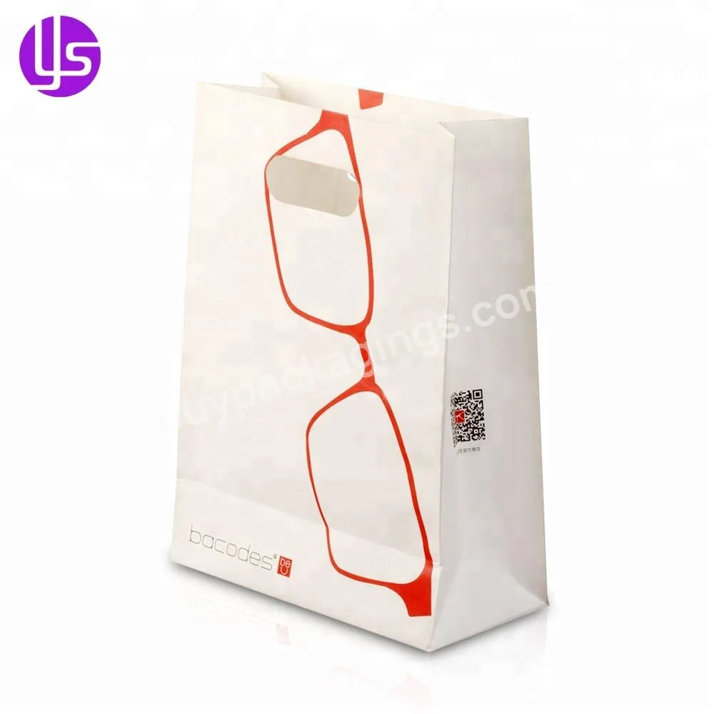 Wholesale Custom Cheap Die Cut Patch Handle Pantone Color Printing Small Craft White Kraft Paper Gift Packaging Bag for Sale