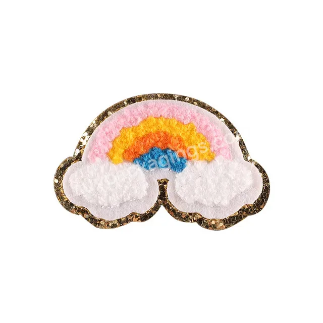 Wholesale Custom Chenille Glitter Rainbow Patch Iron On