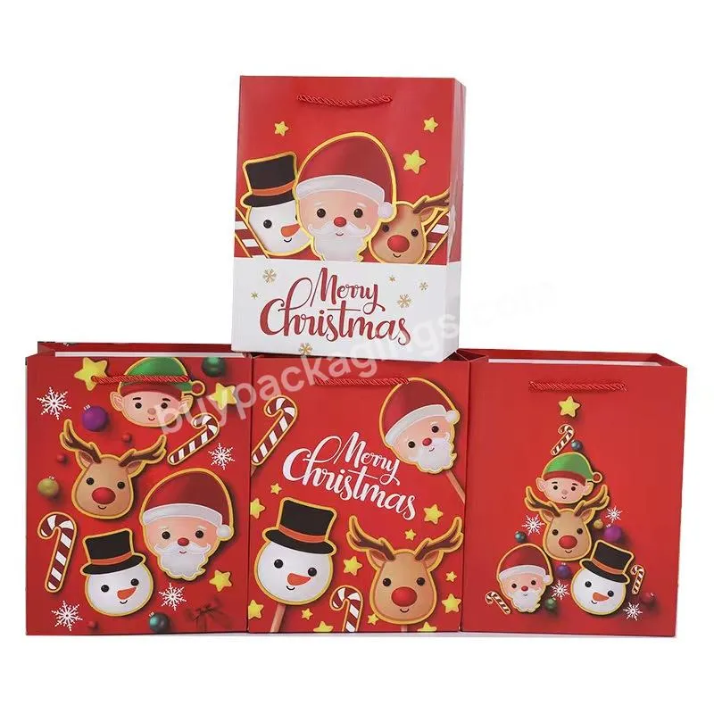 Wholesale Custom Christmas Shopping Kraft Paper Bag For Boutique Christmas Gift Packaging