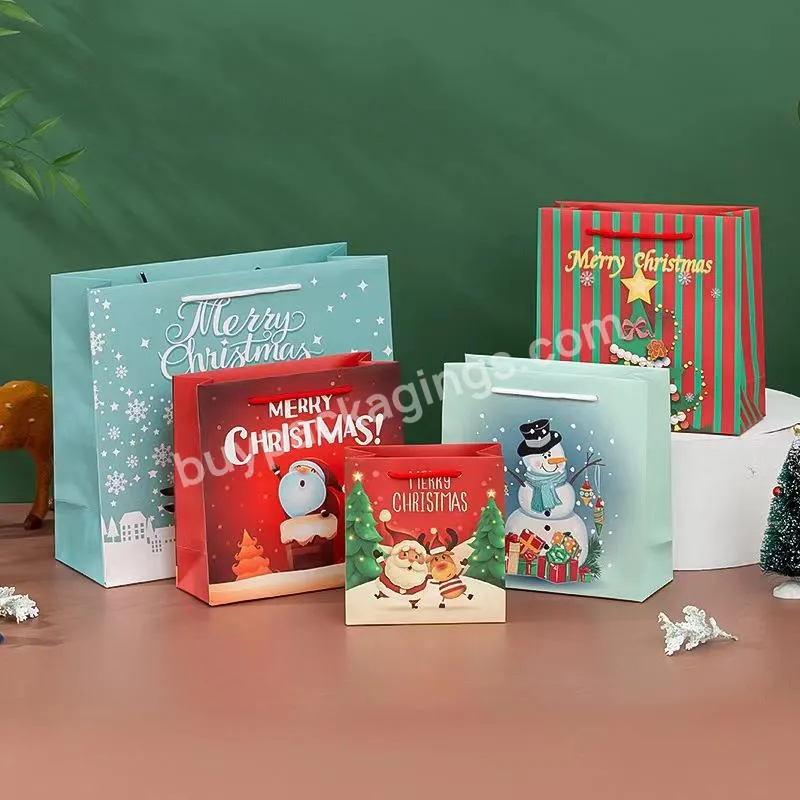Wholesale Custom Christmas Shopping Kraft Paper Bag For Boutique Christmas Gift Packaging