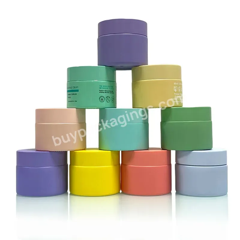 Wholesale Custom Color Eye Face Cream Frosted 50g Green Glass Cosmetic Jar Container With Plastic Metal Aluminium Lid - Buy Bulk Green Glass Cosmetic Jar,Cosmetic Glass Jar Manufacturers,Cosmetic Glass Jar With Lid.