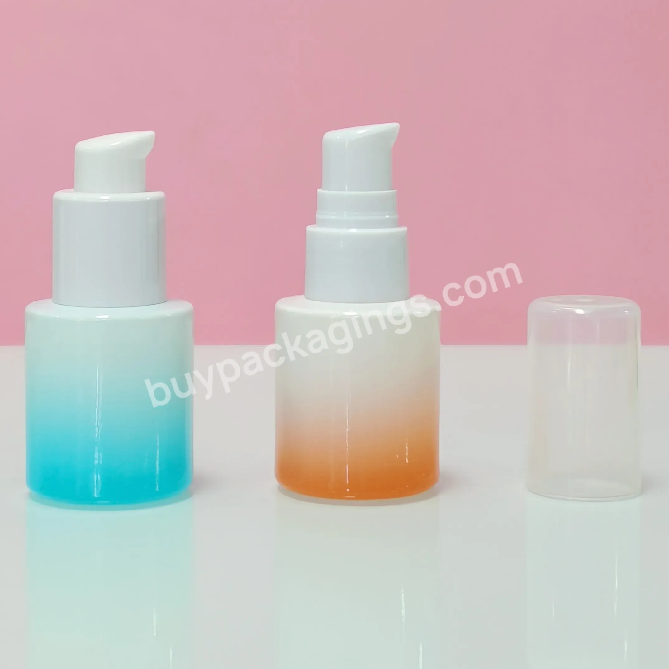 Wholesale Custom Cosmetic Packaging Gradient Blue Orange 20ml Night Repair Cream Glass Dropper Bottle