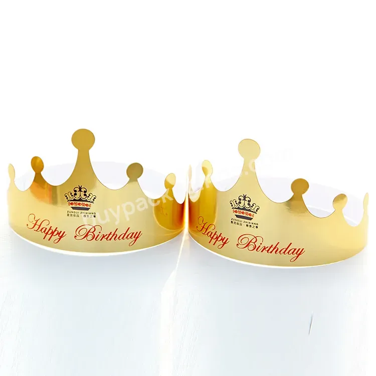 Wholesale Custom Custom Paper Crown Hats Party Supplies Design Happy Birthday Cake Hat With Your Logo