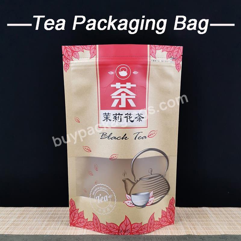 Wholesale Custom Design Kraft Paper Green Tea Packaging Bag With Window