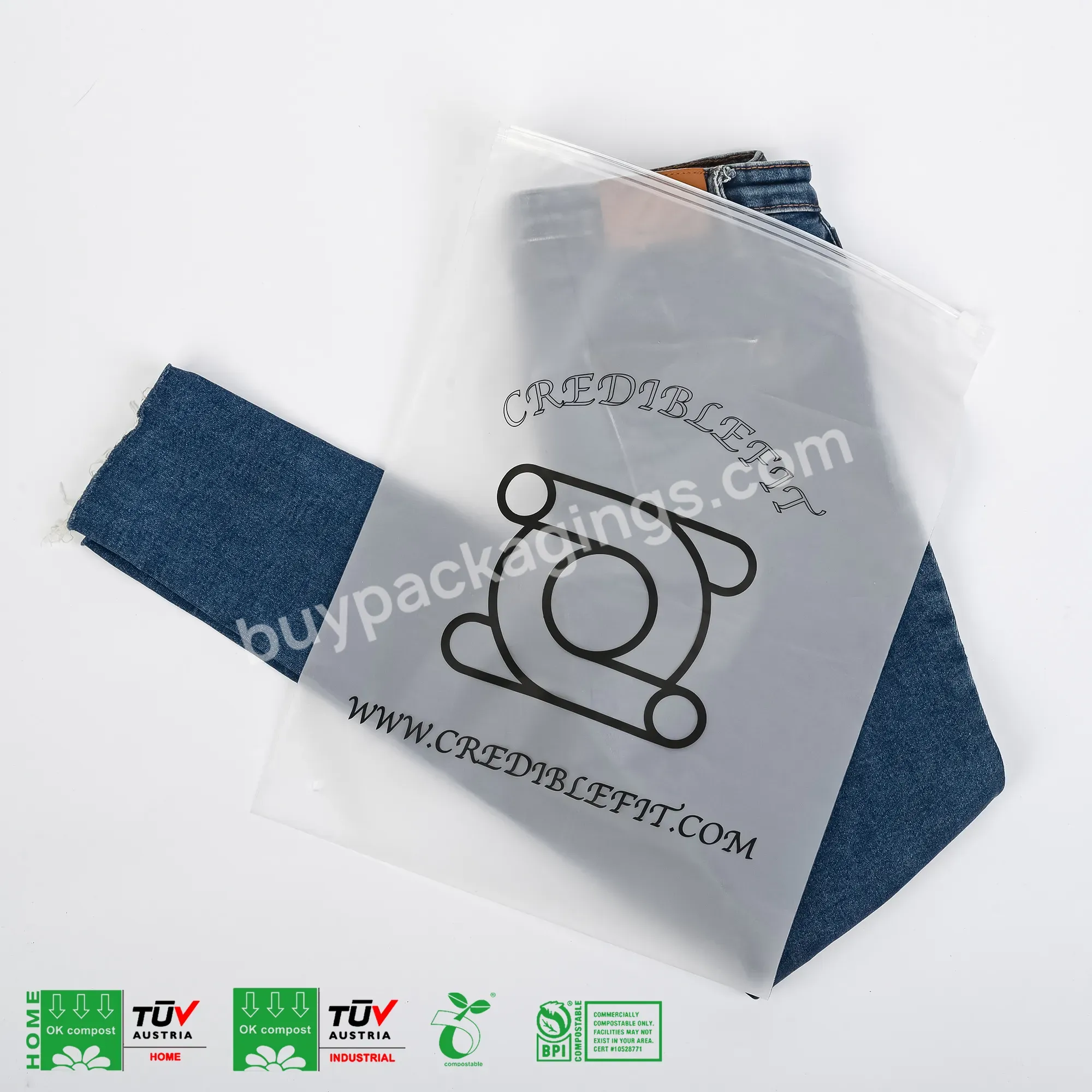 Wholesale Custom Design Matte Frosted Clothing Packaging Zipper Bags With Your Own Logo