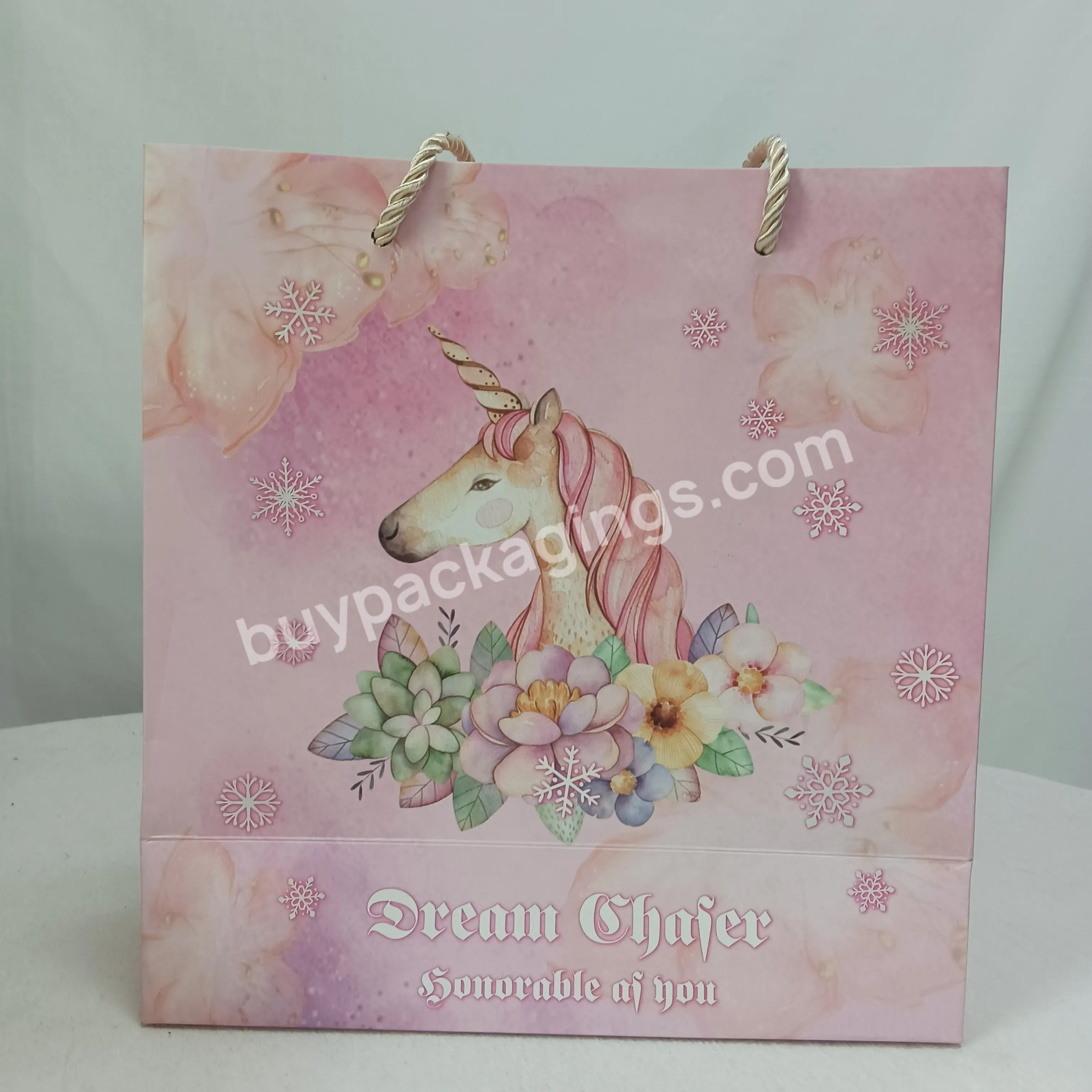 Wholesale Custom Eco-friendly Pink Paper Bags Reusable Shopping Cute Tote Paper Bag For Clothing