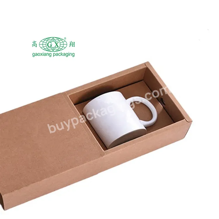 Wholesale Custom Foldable Sliding Rectangle Gift Coffee Mug Packaging Kraft Paper Box With Drawer Eco Packaging
