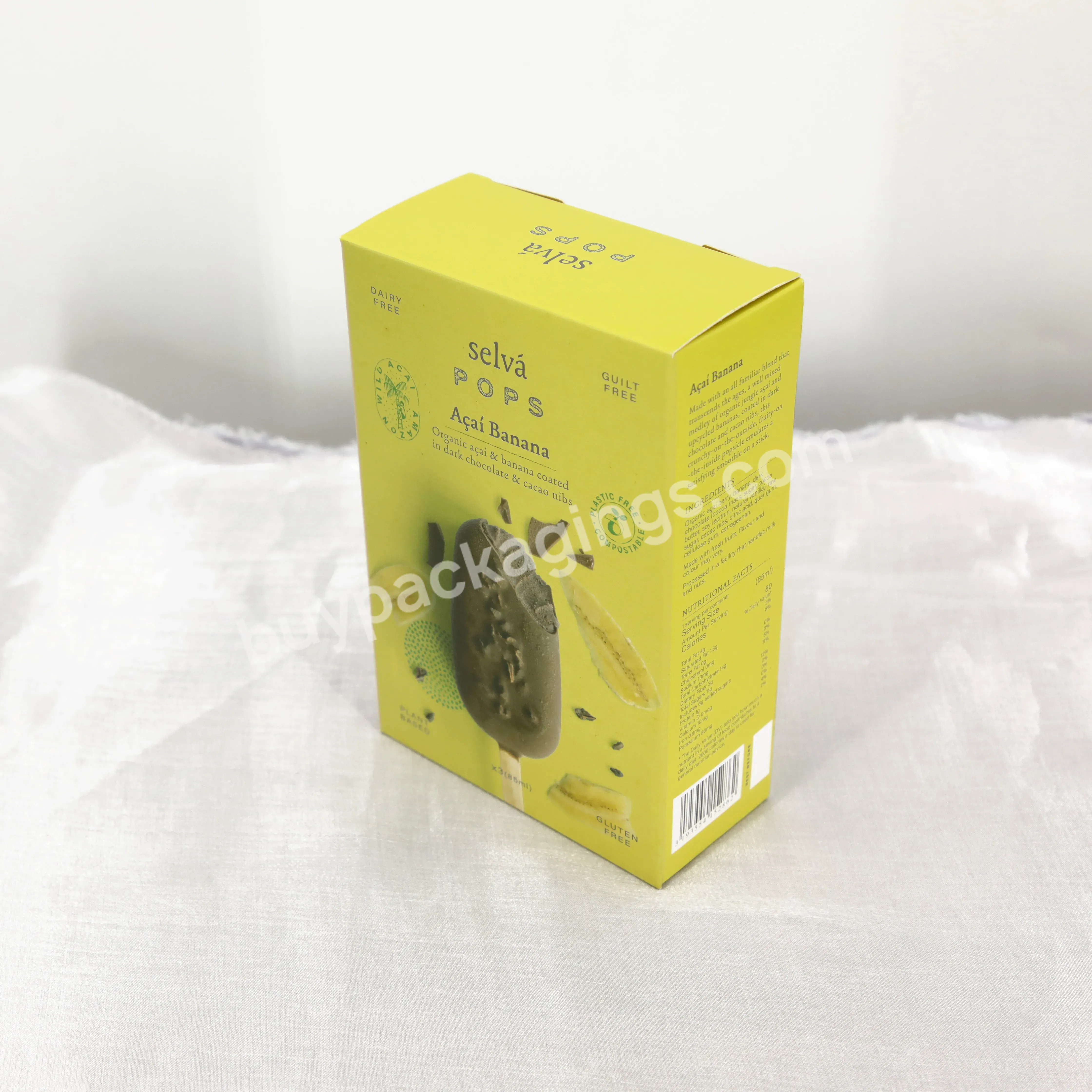 Wholesale Custom Folding Flat Paper Popsicle Box Ice Cream Packaging Food Dessert