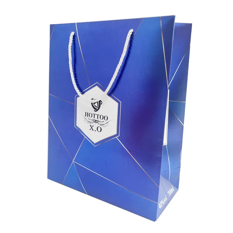 Wholesale custom gift shopping packing bags wine paper bags  Silver cardboard