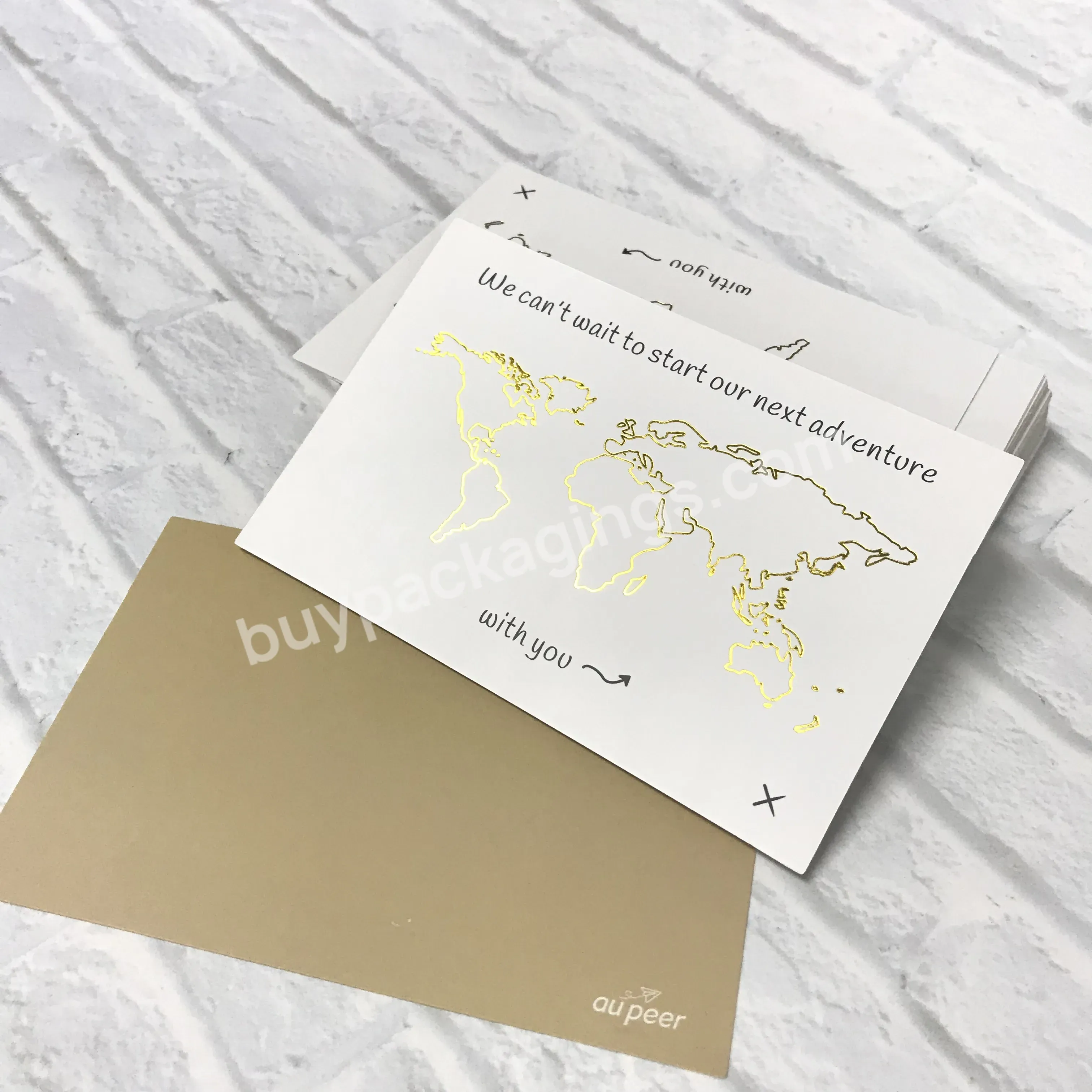 Wholesale Custom Gold Foil Design Business Greeting Card Postcard Gift Thank You Cards