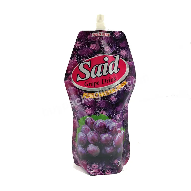Wholesale Custom Juice Drink Stand Up Bag Liquid Packaging Plastic Spout Pouches With Nozzle