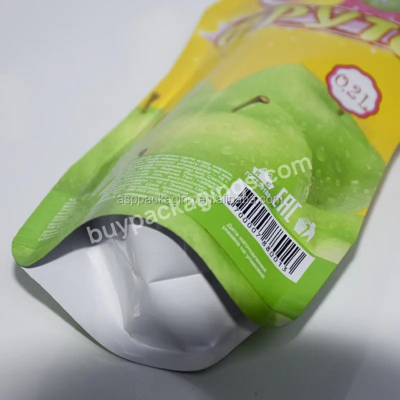 Wholesale Custom Juice Drink Stand Up Spout Pouch Bag Liquid Packaging Plastic Spout Pouches With Nozzle Spout Pouch Bag