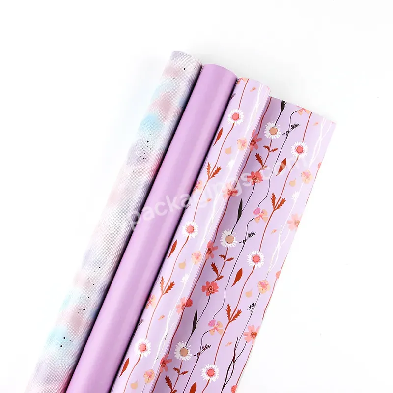 Wholesale Custom Korean Flower Gift Glitter Printed Bouquet Wrapping Paper