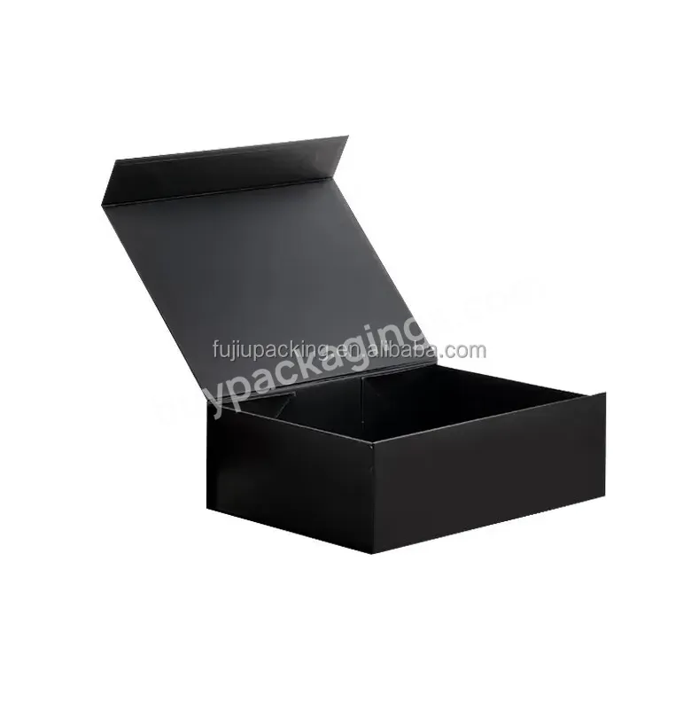 Wholesale Custom Lid Rigid Magnetic Closure Gift Box Packaging Large Luxury Foldable Black Magnetic Gift Box